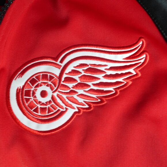 Red Wings Jacket Medium Detroit Tailored Warm Up Embroidered Mitchell & Ness - Picture 7 of 13